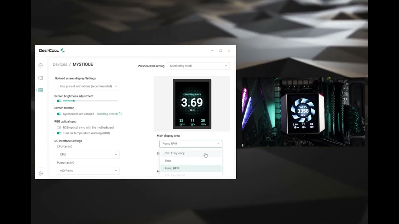 DeepCool Mystique 360 Software & Screen Overview