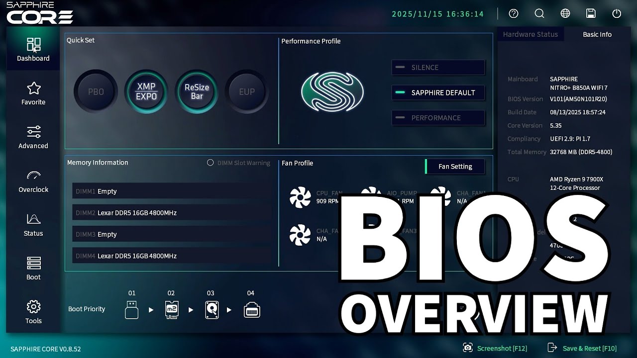 Sapphire NITRO+ B850A WIFI 7 Motherboard BIOS Overview