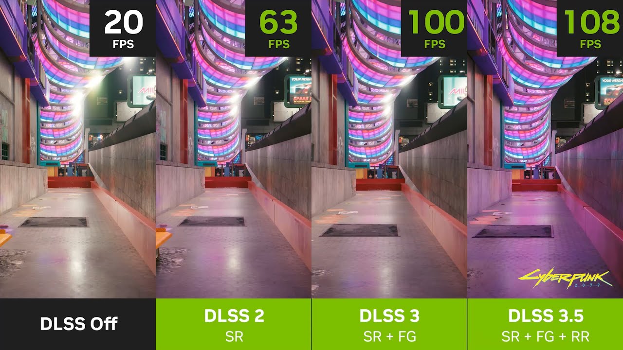Cyberpunk 2077 | DLSS Off / DLSS 2 / DLSS 3 / DLSS 3.5 Comparison