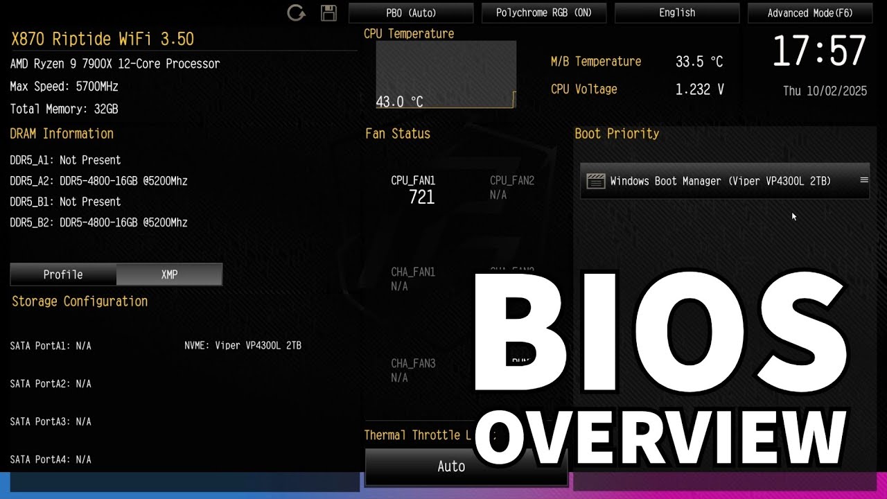 ASRock Phantom Gaming X870 Riptide WiFi Motherboard BIOS Overview