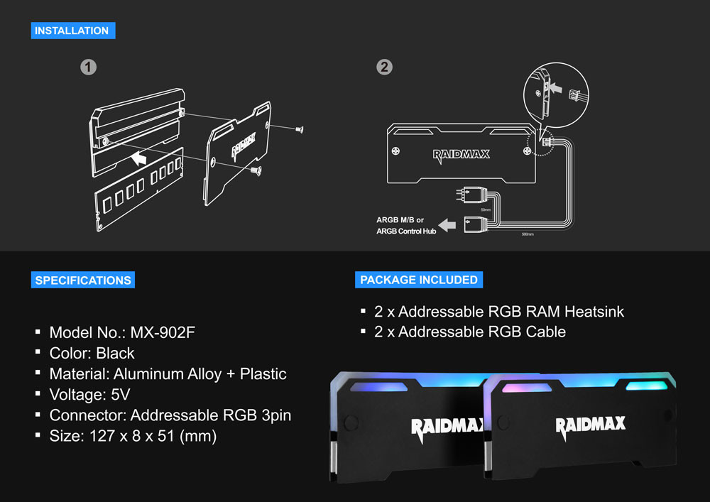 Raidmax Launches the MX-902F RGB Heatspreaders | ThinkComputers.org