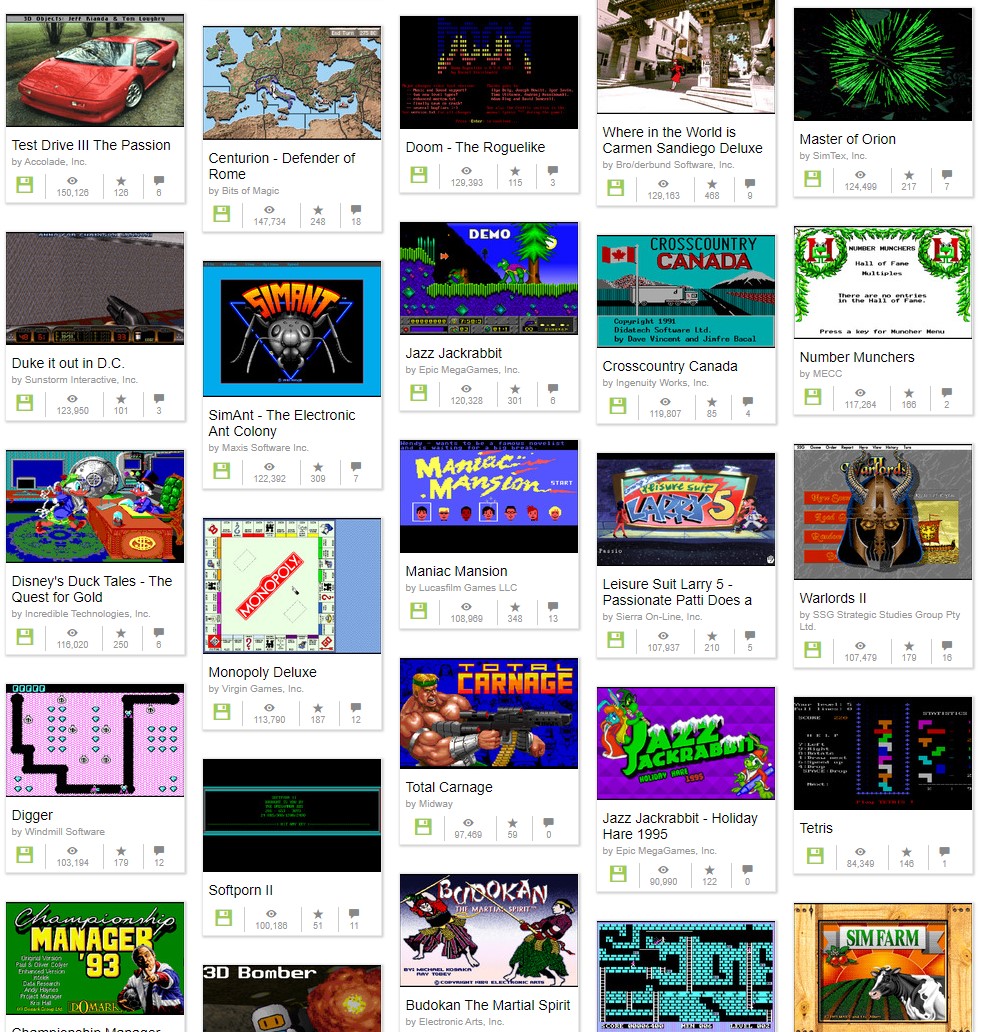 Internet Archive uploads thousands of DOS games that can be played