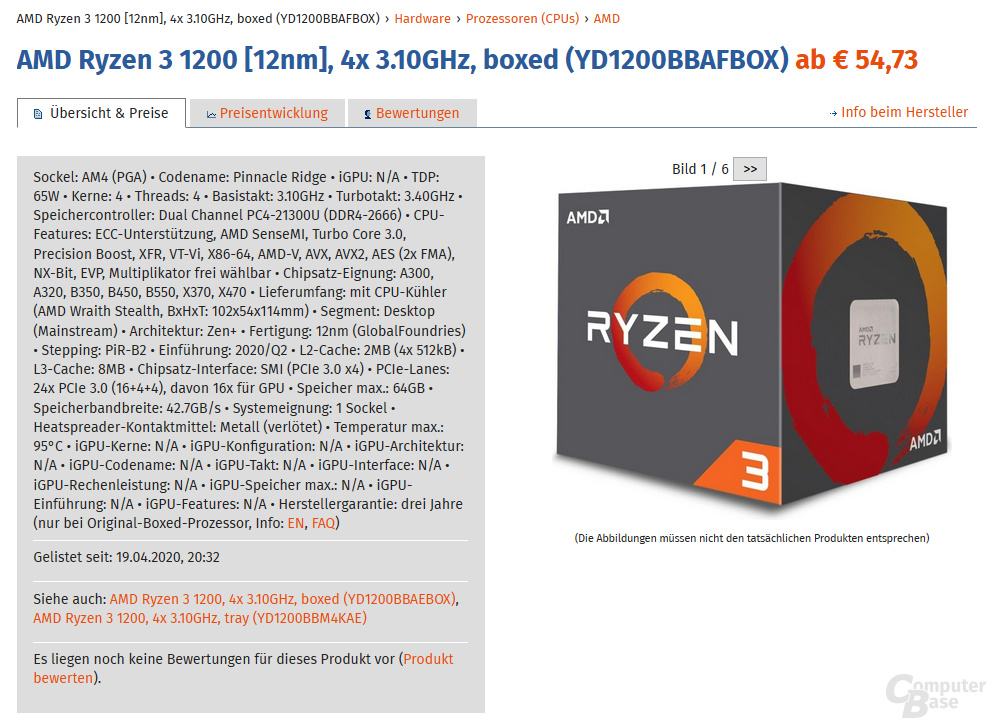 AMD Ryzen 3 1200AF CPU