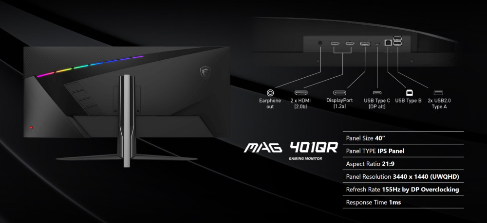 MSI MAG 401QR Gaming Monitor IO 1920x882 1
