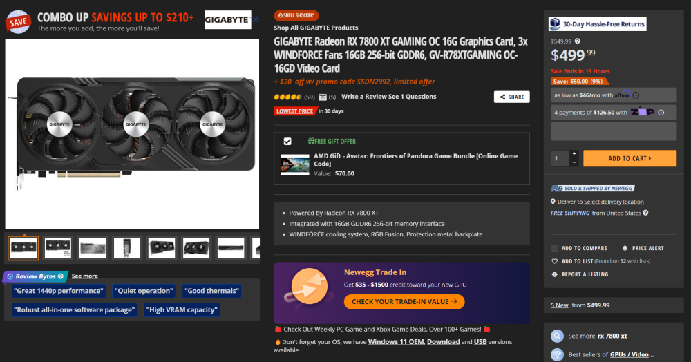 AMD Radeon RX 7800 XT 479 US