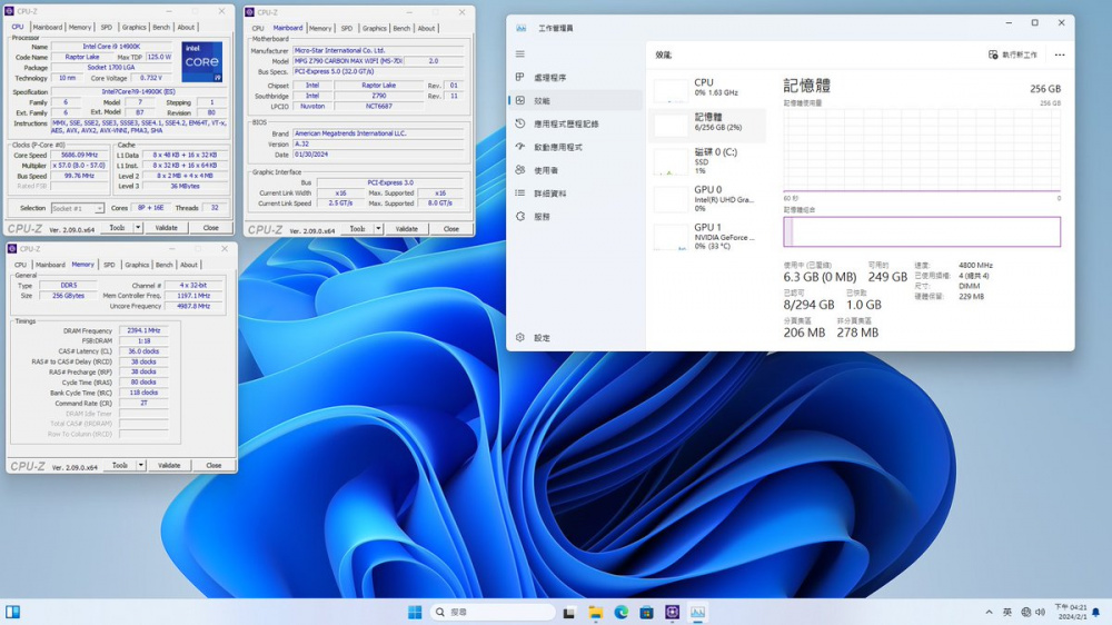 MSI 256 GB DDR5 Memory Capacity