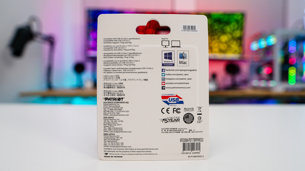 Patriot Supersonic Rage Prime USB 3.2 Gen 2 Flash Drive