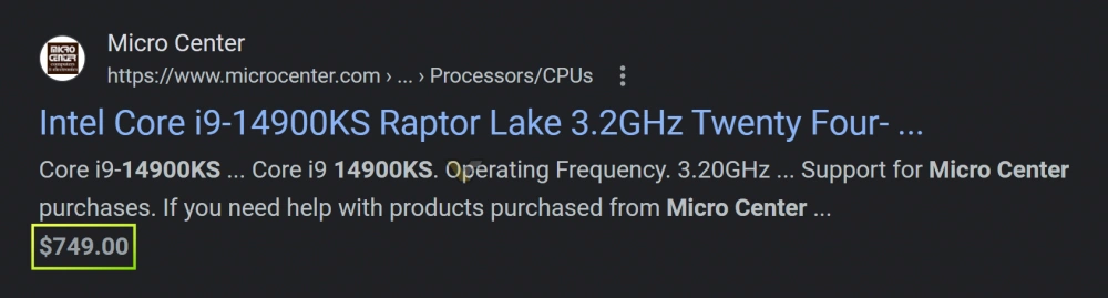 14900KS MICROCENTER PRICE