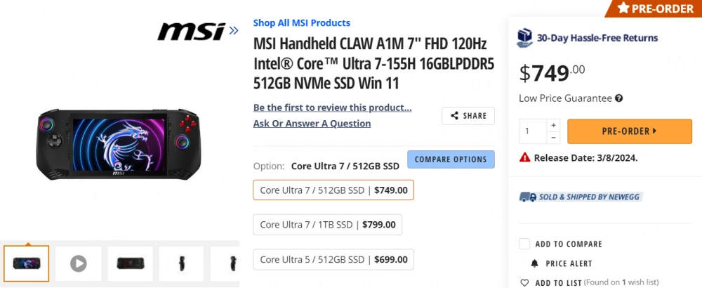 MSI CLAW NEWEGG