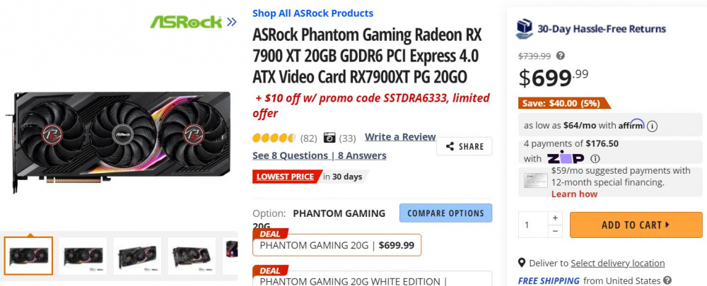 NEWEGG 7900XT 689 USD