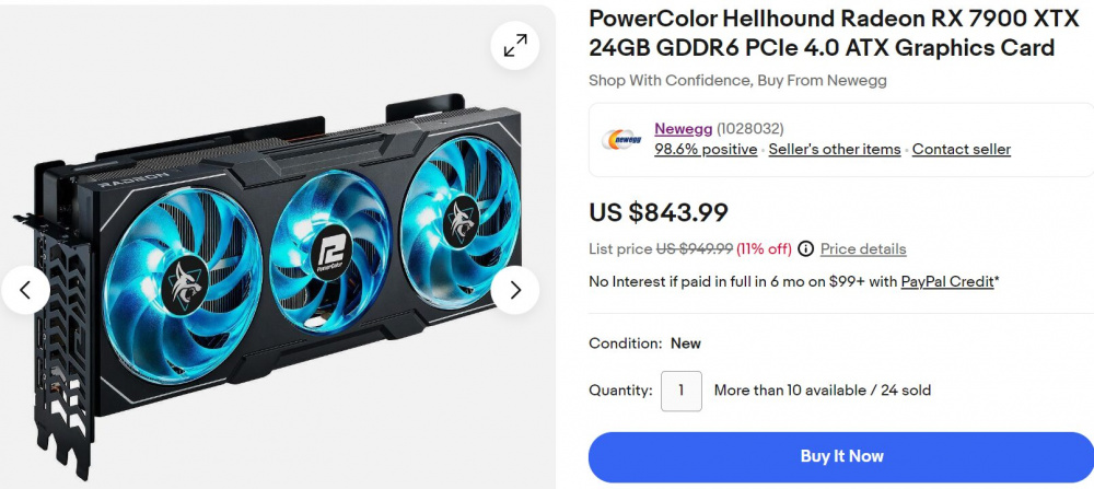NEWEGG 7900XTX 844 USD