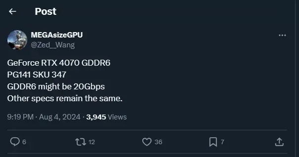 rtx 4070 gddr6