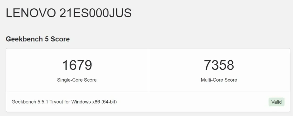 thinkpad x1 fold 16 geekbench5