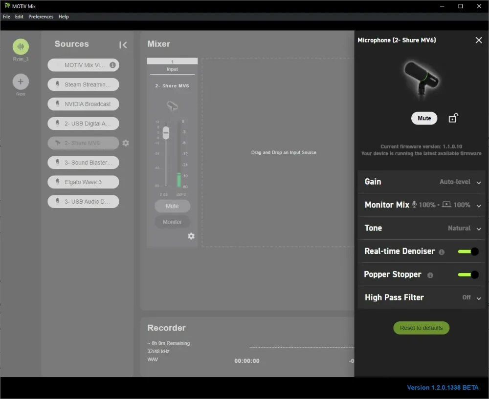 Shure MV6 USB Gaming Microphone