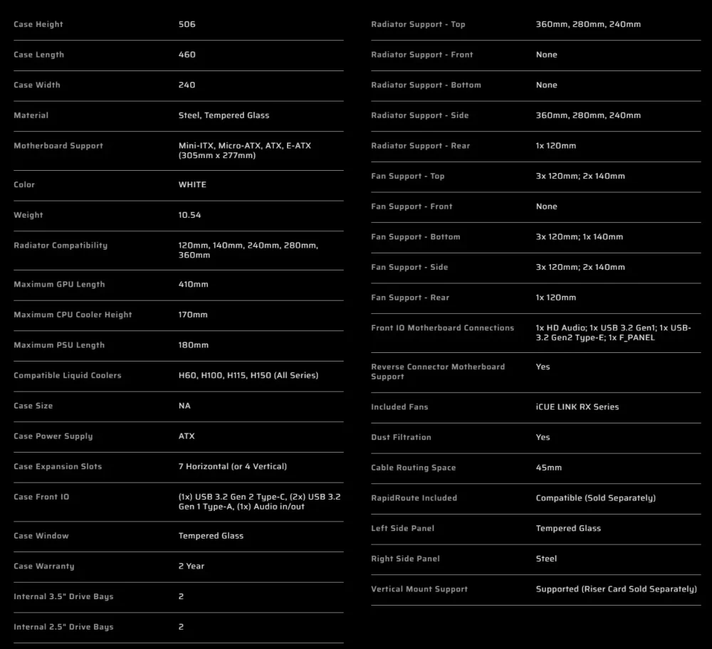 corsair icue link 3500x specs