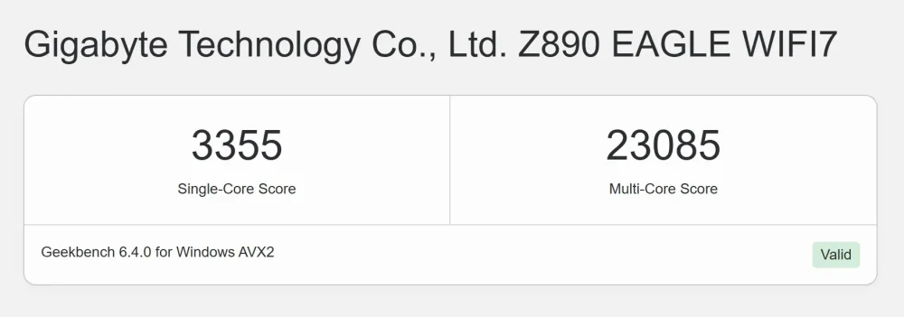 gigabyte z890 eagle wifi7 geekbench6