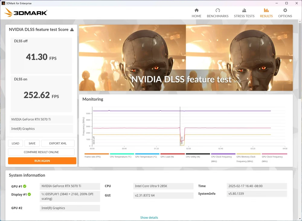 msi rtx 5070ti gaming trio 3dmark dlss3
