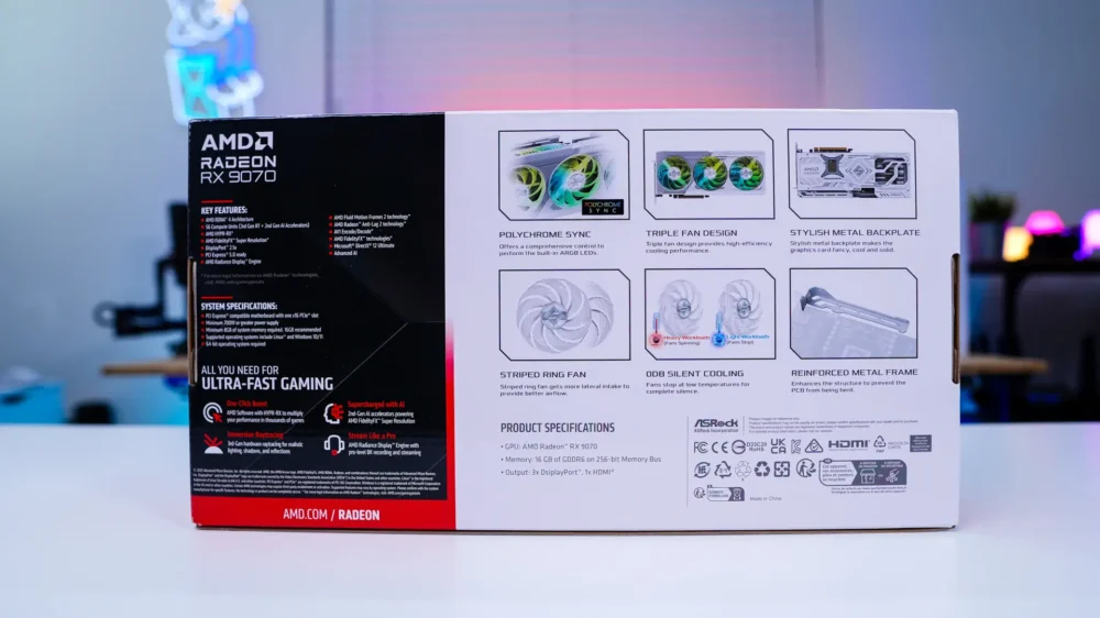 ASRock Radeon RX 9070 Steel Legend OC Graphics Card