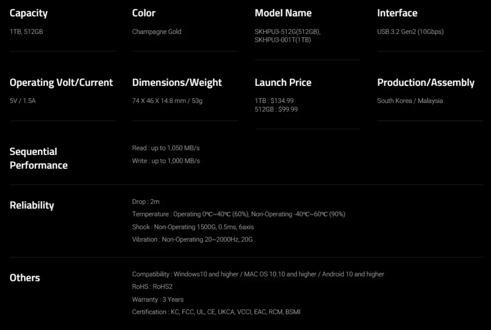 sk hynix beetle x31 specs